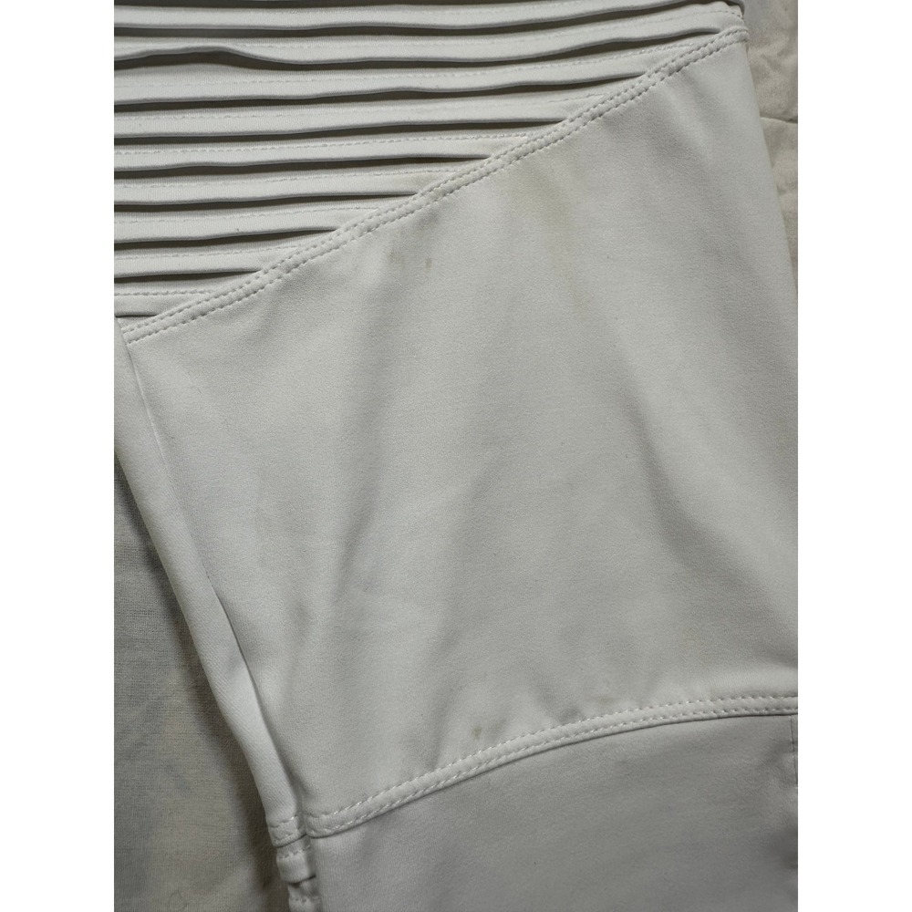 Workout Empire Womens White Moto Ribbed High Waisted Leggings Size Large - Picture 6 of 8